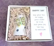 Happy Day wishes Ceramic bell, Heartful Home Bell Demdaco by Tracy Pesche