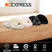 EVERAU® UGG Slippers Women Sheepskin Wool Crossover Fluffy Slides Nonslip Leanna
