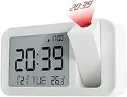 Lancoon Digital Projection Clock, Large LCD Display with Silent Brightness Volume Adjustment Backlight Snooze 12/24 Hour Battery Plug-in Weekend Mode for Bedroom Study Living Room