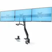 StarTech.com Crossbar Triple Monitor Desk Mount For Up To 3x 27in Screens, VESA 75x75/100x100, Tool-Less Arm Adjustments, C-Clam