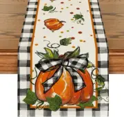 Artoid Mode Pumpkin Bow Buffalo 13" x 72", Table Runner, Black/Beige/Orange
