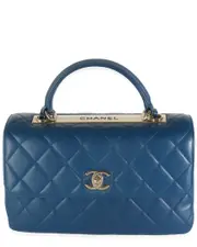Chanel Blue Quilted Leather Medium Trendy Top Handle Bag (Authentic Pre-Loved)