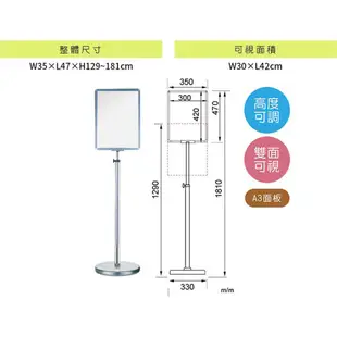 LG樂鋼 (爆款熱賣) 海報展示架 WP4-31 A3海報架 指示牌 布告欄 廣告牌 廣告架 圍欄柱 拒馬 請勿停車