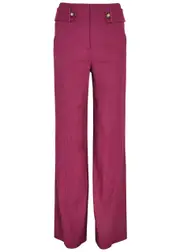 Veronica Beard Sunny Wide-leg Linen-blend Trousers - Fuchsia - 4 (UK8 / S) 4 (UK8 / S)