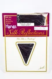 Hanes Silk Reflections Silky Sheer Control Top BARELY BLACK Pantyhose 716 sz CD