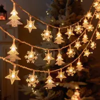 在飛比找momo購物網優惠-【北熊の天空】雪花+聖誕樹+星星 燈串 1000cm 佈置燈