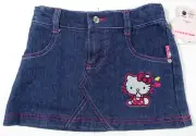 Hello Kitty Jeans Skirt Girls 5 Cotton Polyester Spandex Ajustable Waistband NWT