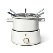 Beautiful 3QT Electric Fondue Set with Bonus 2QT Ceramic Pot, White Icing