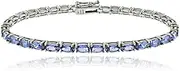 [Ice Gems] Sterling Silver Tanzanite 5x3mm Oval Tennis Bracelet, 2 Metal Options