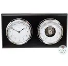 38cm Black Weather Station With Quartz Clock & Barometer By FISCHER
