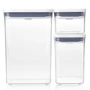 3pc Oxo Good Grips POP Rectangle 2.6/1.6/0.6L Container Set w/Scoop Food Storage