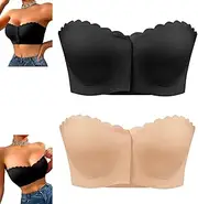 [Generic] Seamless Front Closure Strapless Bandeau Bra Front Close Strapless Bra Push Up Bandeau