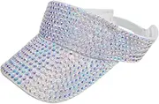 [ASUITOFK] Bling Rhinestone Sport Sun Visor Hats Adjustable Summer Cap Visor Caps for Men and Women Outdoor Hat