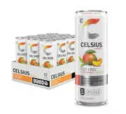 PACK OF 12 ✨ CELSIUS PEACH MANGO GREEN TEA Energy Drink CANS | Zero Sugar Fun