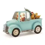 Blue Truck Snow Globe with Dogs
