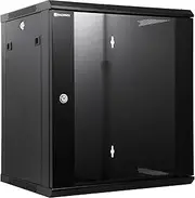 RackPath 12U Wall Mount Network Rack Cabinet – Quiet Cooling Fan, Locking Glass Door, 17.7" Deep (450mm), Removable Locking Side Panels, Fits 19" IT & A/V Equipment