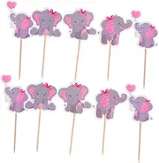 NAMOARLY Elephant Cake Picks Set 36 Pieces Animal Cupcake Decorations for Baby Shower Birthday Party Dec