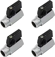 Brass Mini Ball Valve 1/4" NPT Female x Male Thread Shut Off Valve Chrome Plated (Pack of 2)