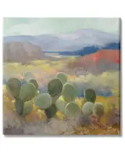Stupell Industries Prickly Pear Cactus Plant Soft Desert Canyon Landscape Stretched Canvas Wall Art by Julia Purinton