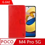 IN7 瘋馬紋 POCO M4 PRO 5G (6.6吋) 錢包式 磁扣側掀PU皮套-紅色