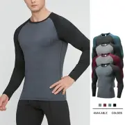 Men's Long Sleeve Compression Shirts Sports Athletic Workout Tops Thermal Tight