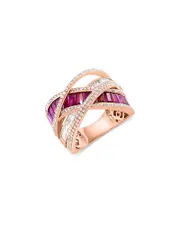 Bloomingdale's Fine Collection Ruby & Diamond Crossover Ring in 14K Rose Gold