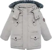 [Generisch] Newborn Winter Jacket, 12 Months, Coat with Faux Fur Lining, Removable Hood, Lined Mayoral Jacket, Down Jacket for Winter, Light Grey, Baby Parka, Grey, 80, gray, 12 Months