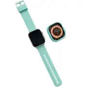 Silicone Candy Watchband with Case for Apple Watch S8 Ultra-MintGreen