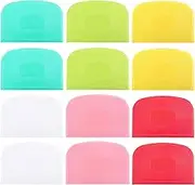 12 Pcs Plastic Dough Scraper Set Plastic Bench Scraper with Scale Flexible Dough Scraper Multipurpose Bowl Scraper Cake Dough Cutter Pizza Dough Spatula Food Scraper Tool (Plastic)