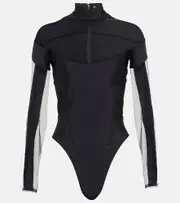 [Mugler] Mugler Mesh-paneled bodysuit AU 6 black