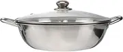 iplusmile Stainless Steel Induction Cooker Pot with Divider Multifunctional Hot Pot Cookware for Dual Flavor Toughened Lid for Family Gatherings and Restaurants
