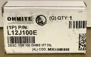 OHMITE L12J100 L12J100E 12W 100 ohms Wirewound 5% Tolerance NIB NOS