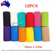 12 Colors Self-Adhesive Cohesive Wrap Bandage Pet Vet Wrap Tapes 10cmx4.5m