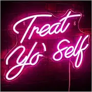 Hanging Art Neon Signs Treat You Self Neon Lights LED Sign Bedroom Bar Restaurant Vibe Arcade Aesthetic Wedding And Events Decoration