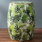 PA-DABAOO Ceramic Decorative Garden Stool, Rural Flower and Bird Ceramic Drum Stool, New Chinese Round Stool, Classical Shoe Stool, Suitable for Living Room, Balcony, Garden, Etc.,B