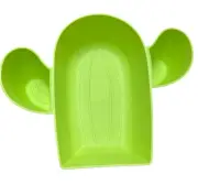 (NEW) Case of 15- Large Cactus Chip & Dip Tray Green -3 Separate Compartments