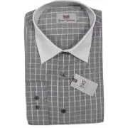 NEW $145 Hickey Freeman Dress Shirt! 16 34-35 *Black & White Plaid*