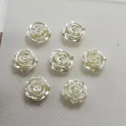 200 pcs Ivory Acrylic Pearl FlatBack Rose Flower Cabochons 0.5" Scrapbook Craft