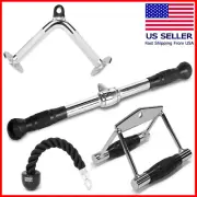 Tricep Press Down D Cable Machine V Attachment LAT Pulldown Gym Set 4pcs