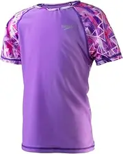 [Speedo] Girls' Rashguard-Short Sleeve Swim Shirt