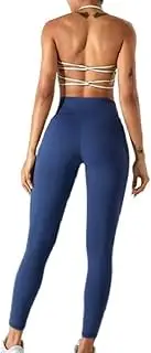 [Generic] Womens Backless Halter Crop Top ded Sports Bras Light Support Strappy Sexy Workout Tank