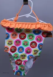 Paul Frank White with Monkey One Piece Bathing Suit Swimsuit Size 4 NWT