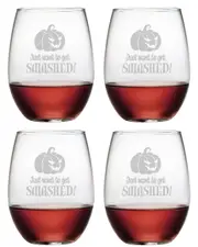 Susquehanna Set of 4 Smashed! Stemless Wine Glasses