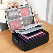Safe File Storage Box with Lock, Multi-Functional Document Organizer Bag for Certificates, Household Files, Passports, Property Deeds, Business License, ID and