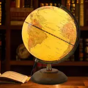 Vintage World Globe with LED Night Light - Educational Desk Decor