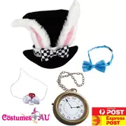 4Pcs Easter Bunny Rabbit Costume Accessories Set Top Hat Magic Topper Nose Clock