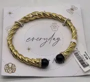 Alex And Ani Black Onyx Pave Twisted Hinge Bangle Bracelet