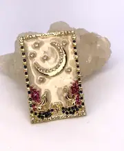NEW Crescent Moon Wolves Brooch Pin Mythical Magick Jewelry Goddess Halloween