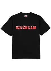 Ice Cream Drippy Logo-print Cotton T-shirt - Black L