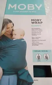 MOBY WRAP Classic Baby Carrier (8-33LBS) 100% Cotton Fabric - Pacific